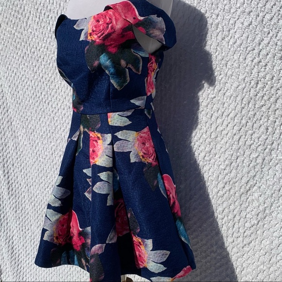 NWT Small L’atiste Floral Off Shoulder Cap Sleeve Mini Dress Prom Hoco Wedding - Picture 5 of 12
